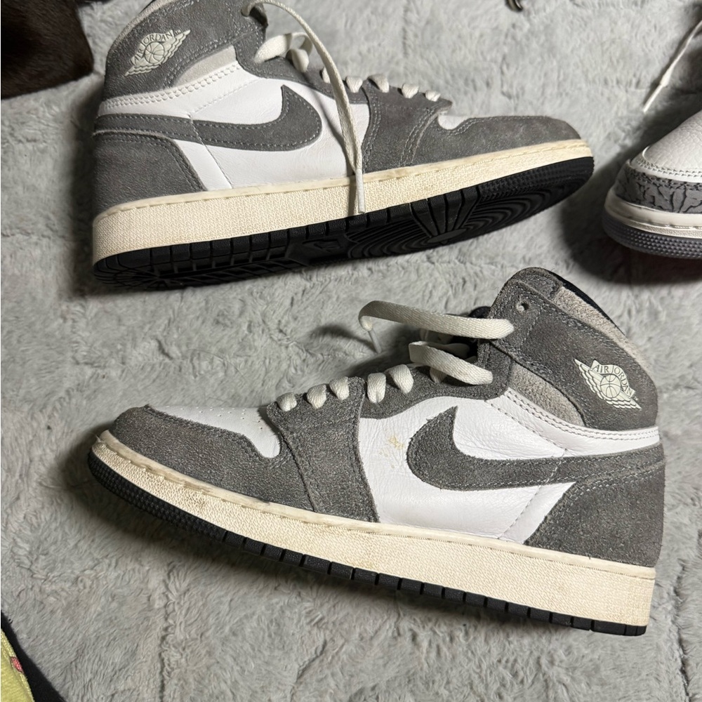 Nike Gray and White High-Top Sneakers